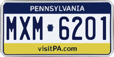PA license plate MXM6201