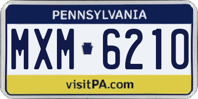 PA license plate MXM6210