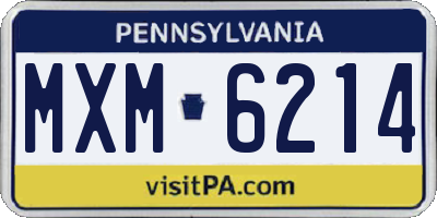 PA license plate MXM6214