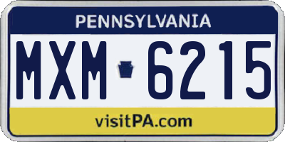 PA license plate MXM6215