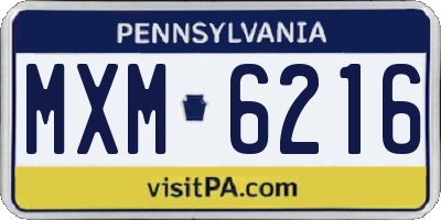 PA license plate MXM6216