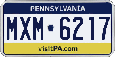 PA license plate MXM6217