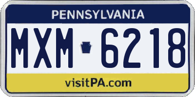 PA license plate MXM6218