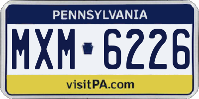 PA license plate MXM6226