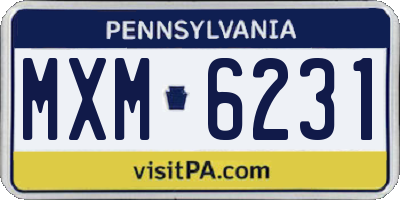 PA license plate MXM6231
