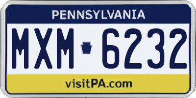 PA license plate MXM6232