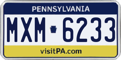 PA license plate MXM6233