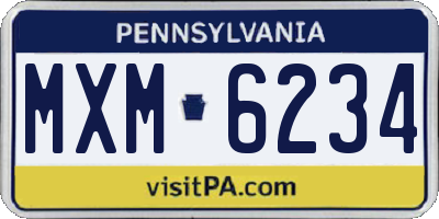 PA license plate MXM6234