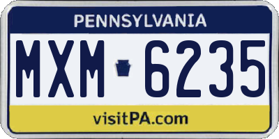 PA license plate MXM6235