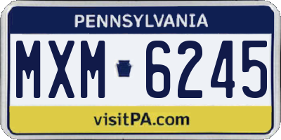 PA license plate MXM6245