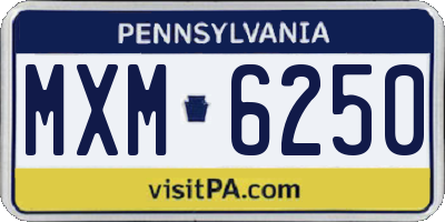 PA license plate MXM6250