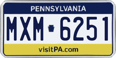 PA license plate MXM6251