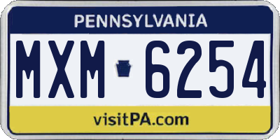 PA license plate MXM6254