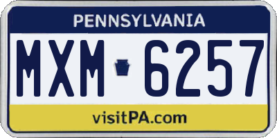 PA license plate MXM6257