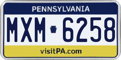PA license plate MXM6258