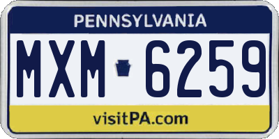 PA license plate MXM6259