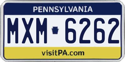 PA license plate MXM6262