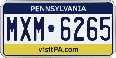 PA license plate MXM6265