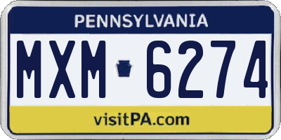 PA license plate MXM6274