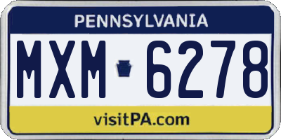 PA license plate MXM6278