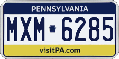 PA license plate MXM6285
