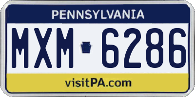PA license plate MXM6286