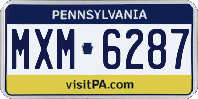PA license plate MXM6287