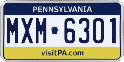 PA license plate MXM6301