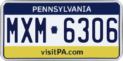 PA license plate MXM6306