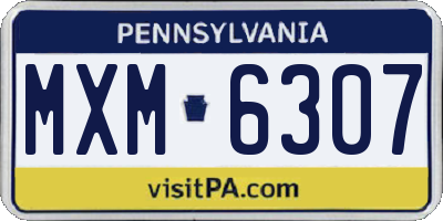 PA license plate MXM6307