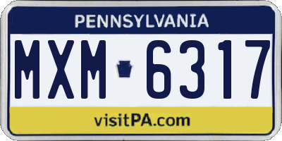 PA license plate MXM6317