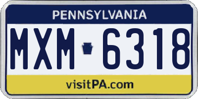 PA license plate MXM6318