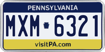 PA license plate MXM6321