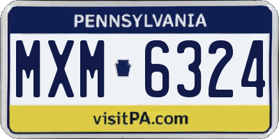 PA license plate MXM6324