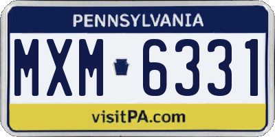 PA license plate MXM6331