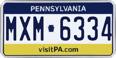 PA license plate MXM6334