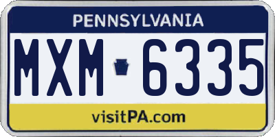 PA license plate MXM6335