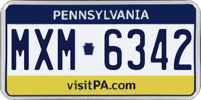 PA license plate MXM6342
