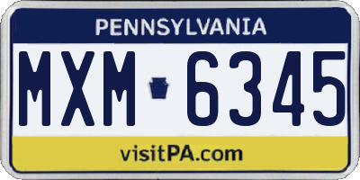PA license plate MXM6345