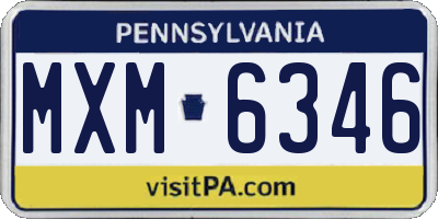 PA license plate MXM6346