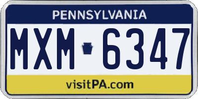 PA license plate MXM6347