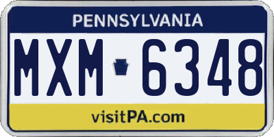 PA license plate MXM6348