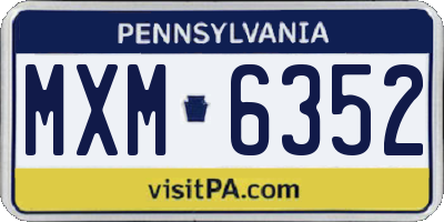 PA license plate MXM6352