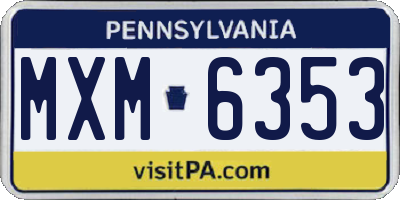 PA license plate MXM6353