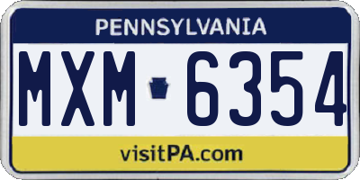 PA license plate MXM6354