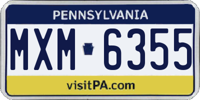 PA license plate MXM6355