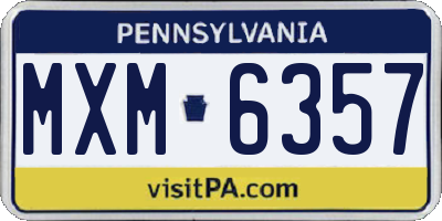 PA license plate MXM6357