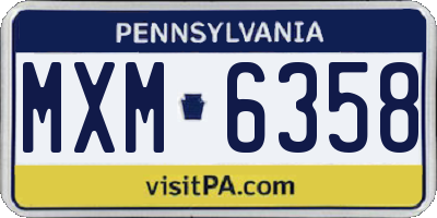 PA license plate MXM6358