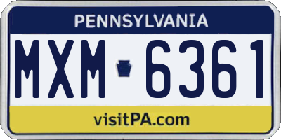 PA license plate MXM6361