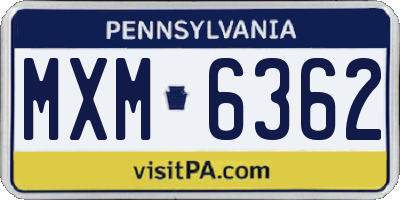 PA license plate MXM6362